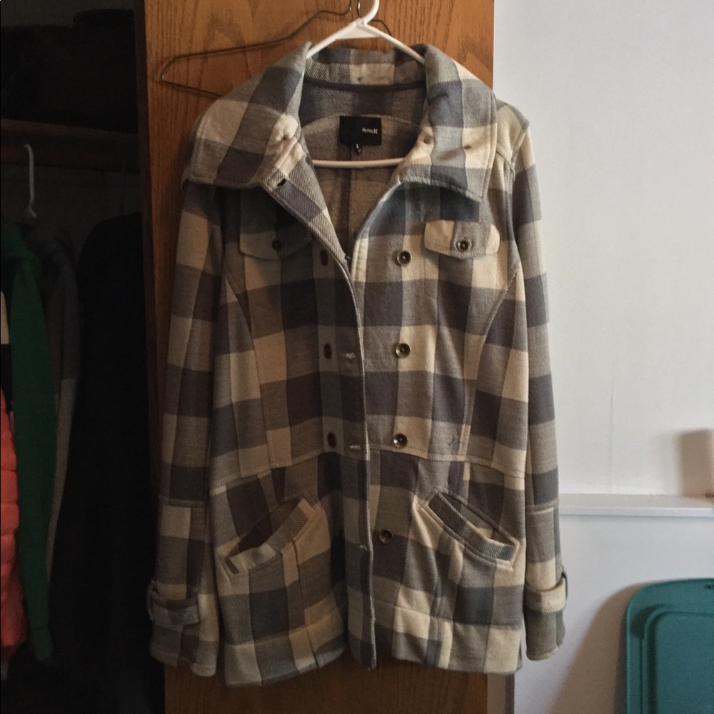 Grey Plaid Hurley Spring/Fall Coat